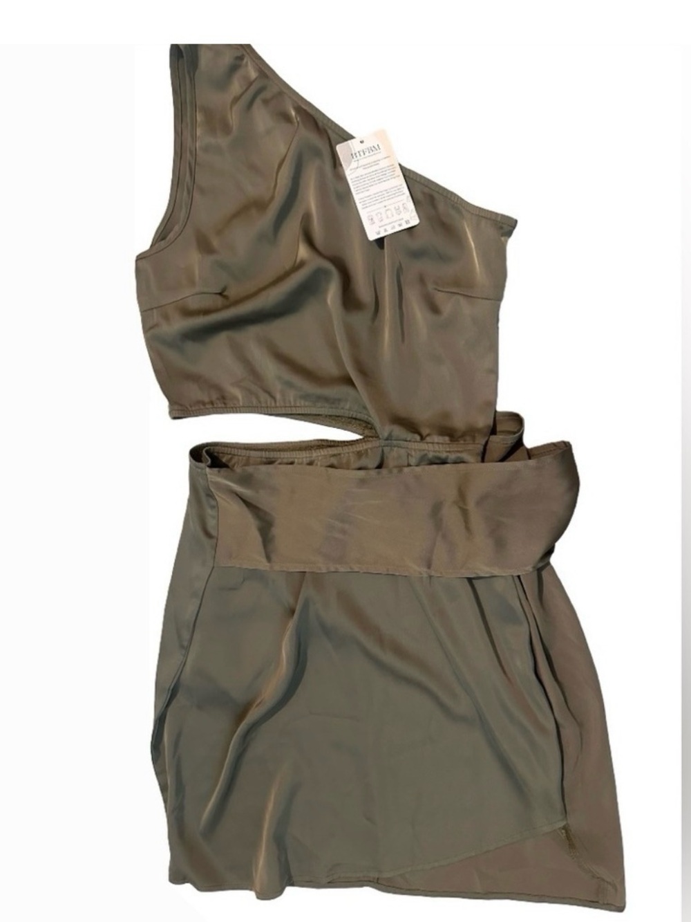 BTFBM Olive Green One Shoulder Wrap Dress NWT Medium